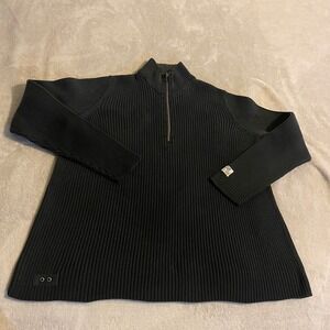 Converse One Star Ribbed Quarter Zip Pullover Sweater XL Black Cotton Streetwear